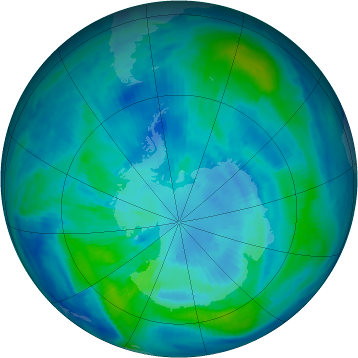 Antarctic ozone map for 28 March 1999